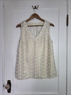 Saint Tropez West Linen Top – Size M – Cream, Metallic Gold